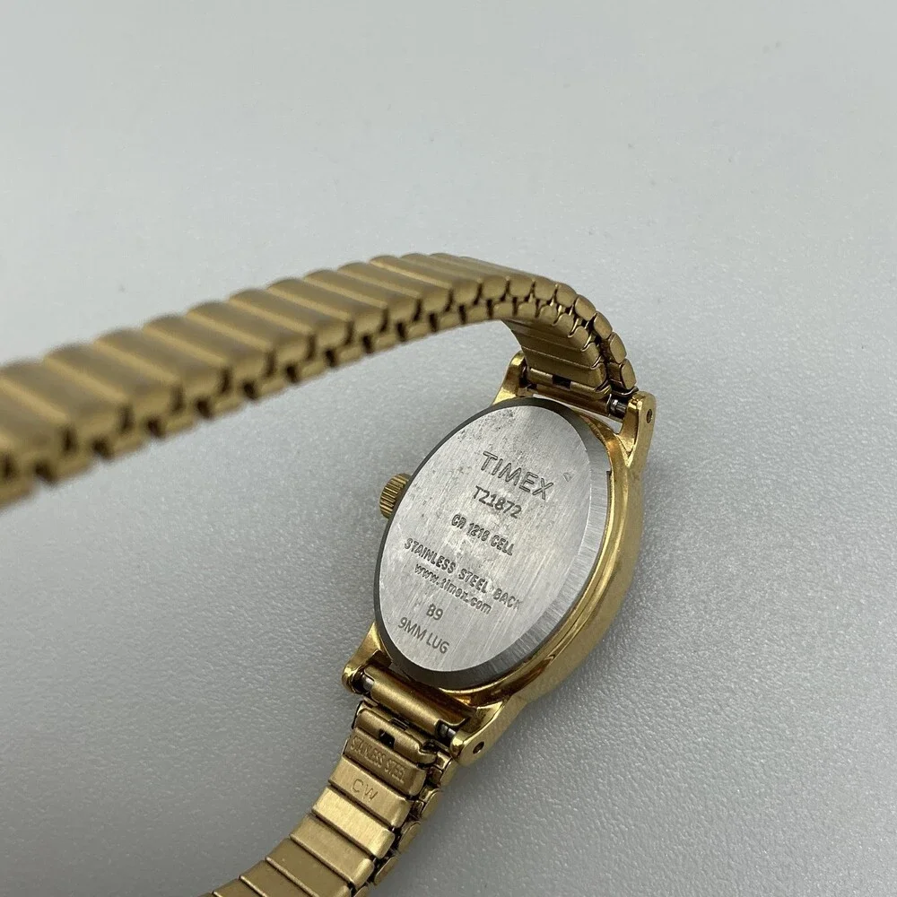 Timex Cavatina T21872 Womens Watch 18mm Gold Tone Oval Dial Stretch New Battery